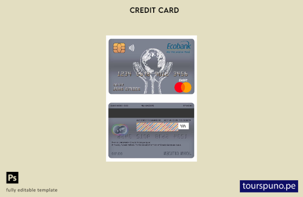lista para imprimir plantilla de tarjeta de débito maestra del banco Congo Ecoba